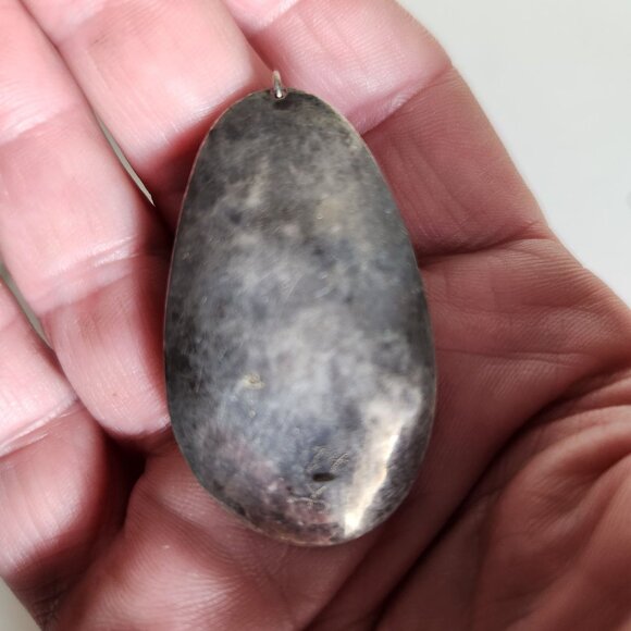 Vintage Native American Turquoise & Pyrite Pendant Oval Design Handcrafted Antiq - Picture 2 of 4